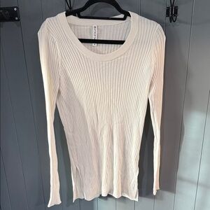 Athleta white Ribbed Long Sleeve Top